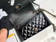 Chanel Quilted Patent Leather Small 20cm Flap Bag Black - 3