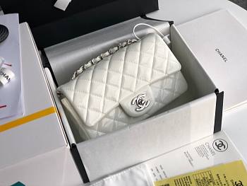 Chanel Quilted Patent Leather Small 20cm Flap Bag White