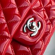 Chanel Quilted Patent Leather Small Flap Bag Red 20cm  - 5