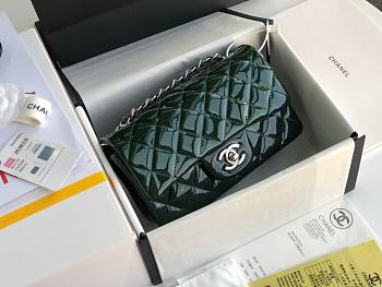Chanel Quilted Patent Leather Small Flap Bag Green 20cm