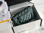 Chanel Quilted Patent Leather Small Flap Bag Green/ Gold 20cm - 3