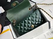 Chanel Quilted Patent Leather Small Flap Bag Green/ Gold 20cm - 2