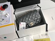 Chanel Quilted Patent Leather Small Flap Bag Gray/ Gold 20cm - 5