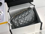 Chanel Quilted Patent Leather Small Flap Bag Gray/ Gold 20cm - 6