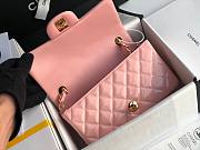 Chanel Quilted Patent Leather Small Flap Bag Pink/ Gold 20cm - 3