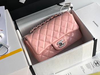 Chanel Quilted Patent Leather Small Flap Bag Pink/ Metal 20cm