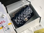 Chanel Quilted Patent Leather Small Flap Bag Blue/ Gold 20cm - 1