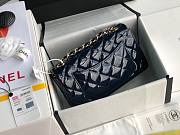 Chanel Quilted Patent Leather Small Flap Bag Blue/ Gold 20cm - 3
