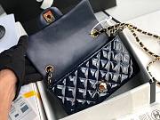 Chanel Quilted Patent Leather Small Flap Bag Blue/ Gold 20cm - 5