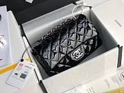 Chanel Quilted Patent Leather Small Flap Bag Black / Metal 20cm  - 1