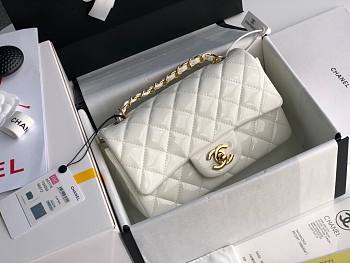 Chanel Quilted Patent Leather Small Flap Bag White / Gold  20cm