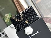 Chanel Quilted Patent Leather Double Flap Bag Black / Gold 25 cm - 1