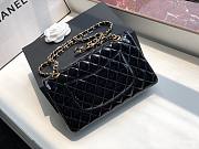Chanel Quilted Patent Leather Double Flap Bag Black / Gold 25 cm - 2