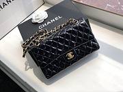 Chanel Quilted Patent Leather Double Flap Bag Black / Gold 25 cm - 3