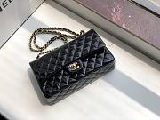 Chanel Quilted Patent Leather Double Flap Bag Black / Gold 25 cm - 4