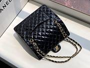 Chanel Quilted Patent Leather Double Flap Bag Black / Gold 25 cm - 5