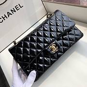 Chanel Quilted Patent Leather Double Flap Bag Black / Gold 25 cm - 6