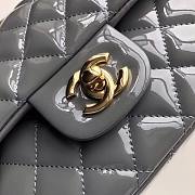 Chanel Quilted Patent Leather Double Flap Bag Gray / Gold 25 cm - 3