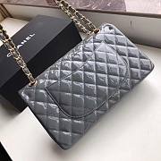 Chanel Quilted Patent Leather Double Flap Bag Gray / Gold 25 cm - 4