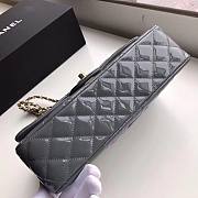 Chanel Quilted Patent Leather Double Flap Bag Gray / Gold 25 cm - 5