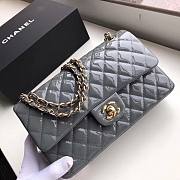Chanel Quilted Patent Leather Double Flap Bag Gray / Gold 25 cm - 6