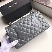 Chanel Quilted Patent Leather Double Flap Bag Gray / Metal 25 cm - 5