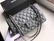 Chanel Quilted Patent Leather Double Flap Bag Gray / Metal 25 cm - 4