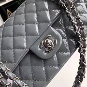 Chanel Quilted Patent Leather Double Flap Bag Gray / Metal 25 cm - 6