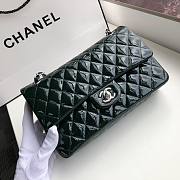 Chanel Quilted Patent Leather Double Flap Bag Green / Metal 25 cm - 3