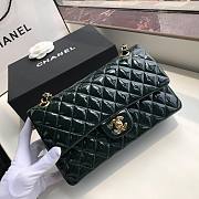 Chanel Quilted Patent Leather Double Flap Bag Green / Gold 25 cm - 5