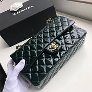 Chanel Quilted Patent Leather Double Flap Bag Green / Gold 25 cm - 6