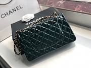 Chanel Quilted Patent Leather Double Flap Bag Green / Gold 25 cm - 3