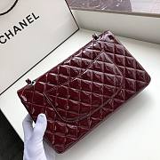 Chanel Quilted Patent Leather Double Flap Bag Medium Red / Metal 25 cm - 3