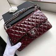 Chanel Quilted Patent Leather Double Flap Bag Medium Red / Metal 25 cm - 6