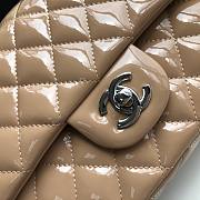 Chanel Quilted Patent Leather Double Flap Bag Beige / Metal 25 cm - 6