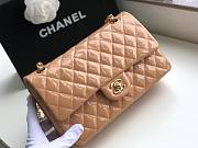 Chanel Quilted Patent Leather Double Flap Bag Beige / Gold 25 cm - 2