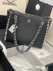Chanel Leather Tweed Charm Shopping Bag Black 2021 - 2