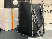 Chanel Leather Tweed Charm Shopping Bag Black 2021 - 4