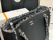 Chanel Leather Tweed Charm Shopping Bag Black 2021 - 6
