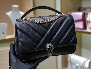 Bvlgari Serpenti Cabochon Leather Shoulder Bag Black | 287993