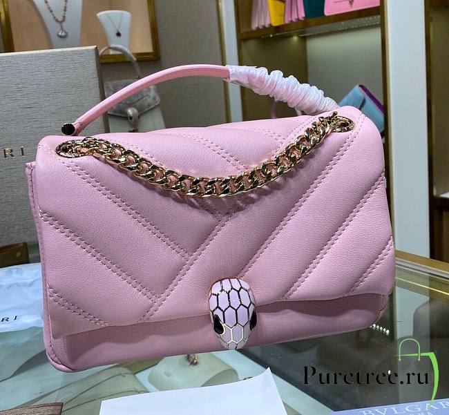 Bvlgari Serpenti Cabochon Leather Shoulder Bag Light Pink | 287993 - 1