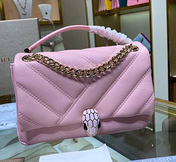 Bvlgari Serpenti Cabochon Leather Shoulder Bag Light Pink | 287993