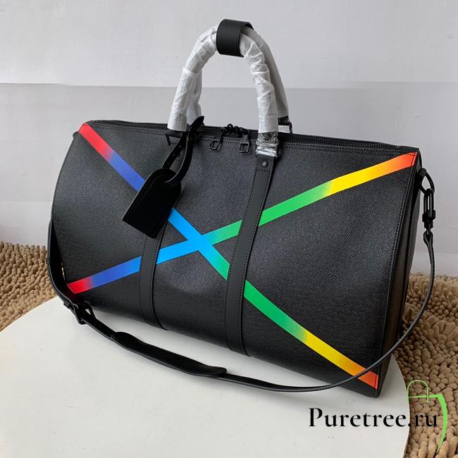 Louis Vuitton Keepall Bandouliere 50 Black Taiga Rainbow | M30345 - 1