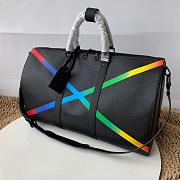 Louis Vuitton Keepall Bandouliere 50 Black Taiga Rainbow | M30345 - 1