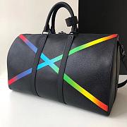 Louis Vuitton Keepall Bandouliere 50 Black Taiga Rainbow | M30345 - 2
