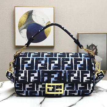 Fendi Baguette chain blue canvas bag 32cm | 8BR783