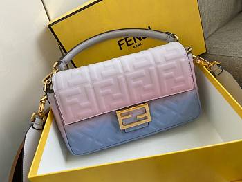 Fendi Baguette chain blue/pink leather bag 27cm | 8BR783