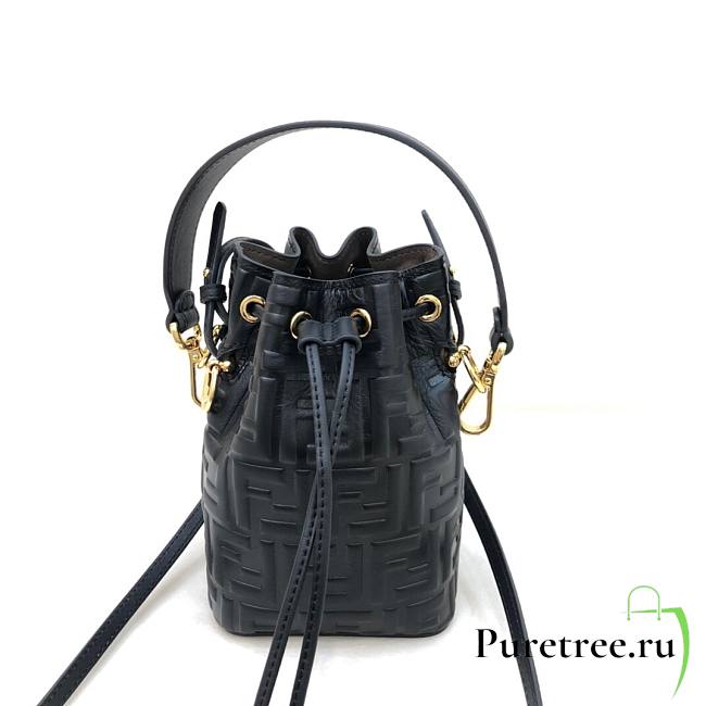 Fendi Mon Tresor mini print tote bag bucket bag black | 8BS010 - 1