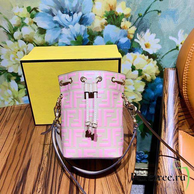 Fendi Mon Tresor mini print tote bag bucket bag light pink | 8BS010 - 1