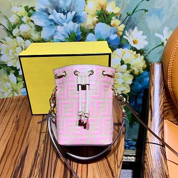 Fendi Mon Tresor mini print tote bag bucket bag light pink | 8BS010